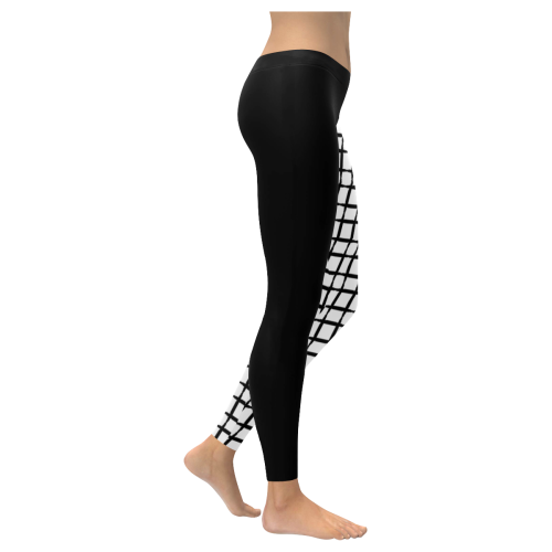 Black white pattern Women's Low Rise Leggings (Invisible Stitch) (Model L05)