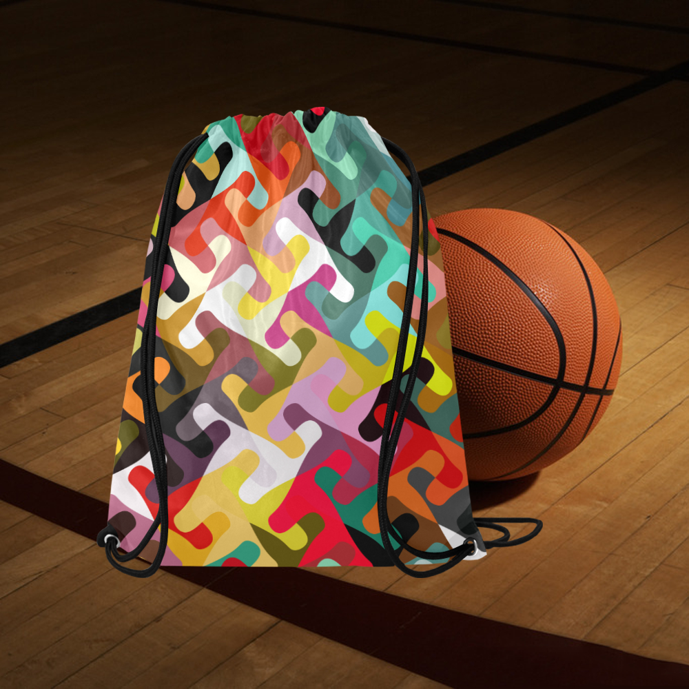 Colorful shapes Large Drawstring Bag Model 1604 (Twin Sides)  16.5"(W) * 19.3"(H)