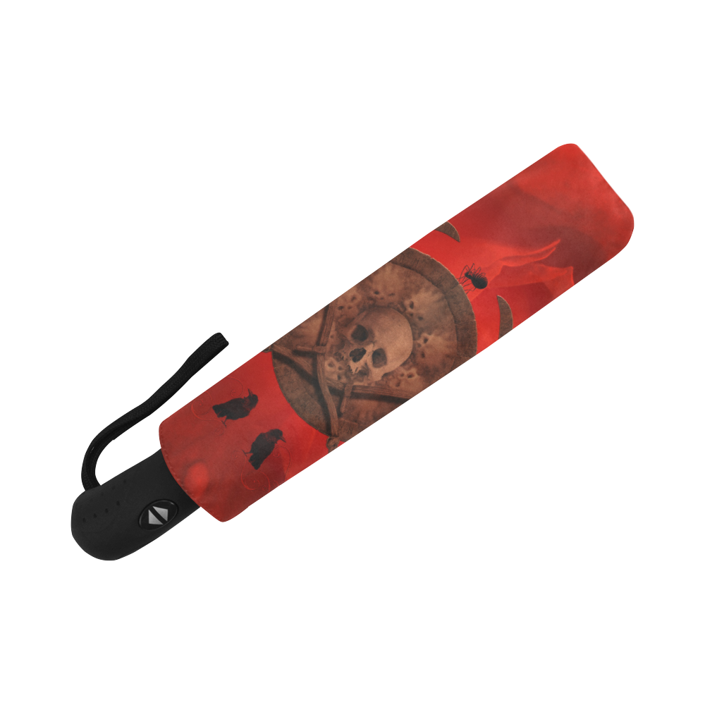 Skulls on red vintage background Auto-Foldable Umbrella (Model U04)