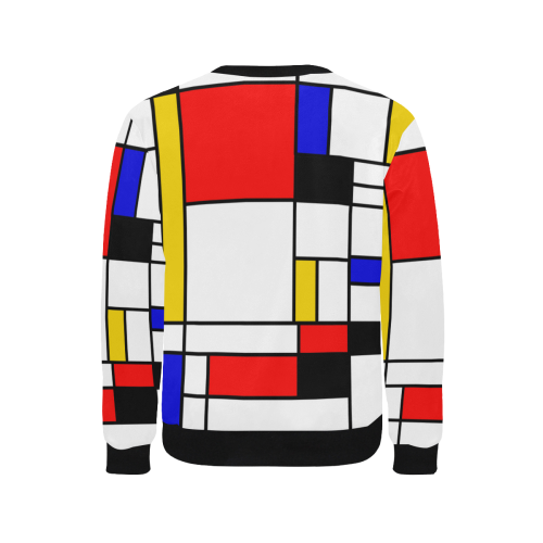 Bauhouse Composition Mondrian Style Men's Rib Cuff Crew Neck Sweatshirt (Model H34)
