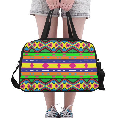 Distorted colorful shapes and stripes Fitness Handbag (Model 1671)