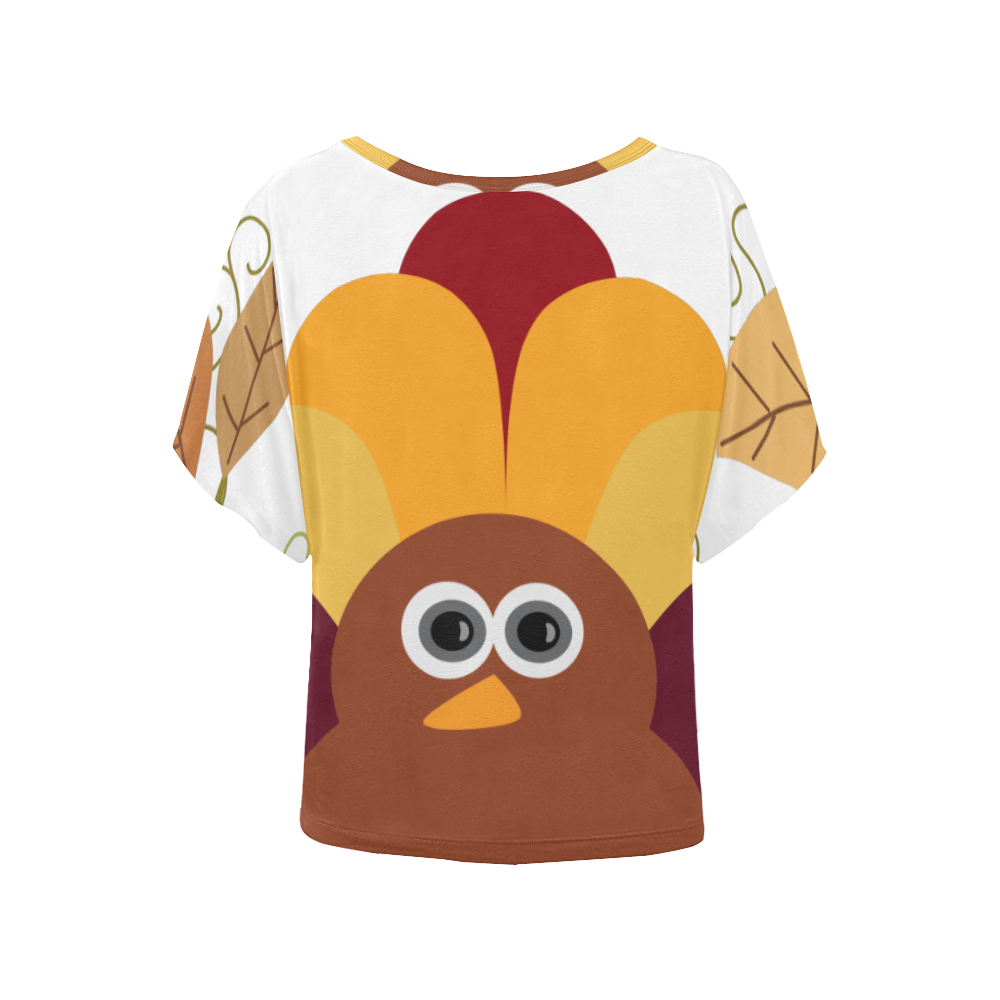 Thanksgiving Turkey Women's Batwing-Sleeved Blouse T shirt (Model T44)