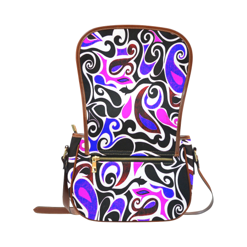 retro swirl bold colors Saddle Bag/Large (Model 1649)