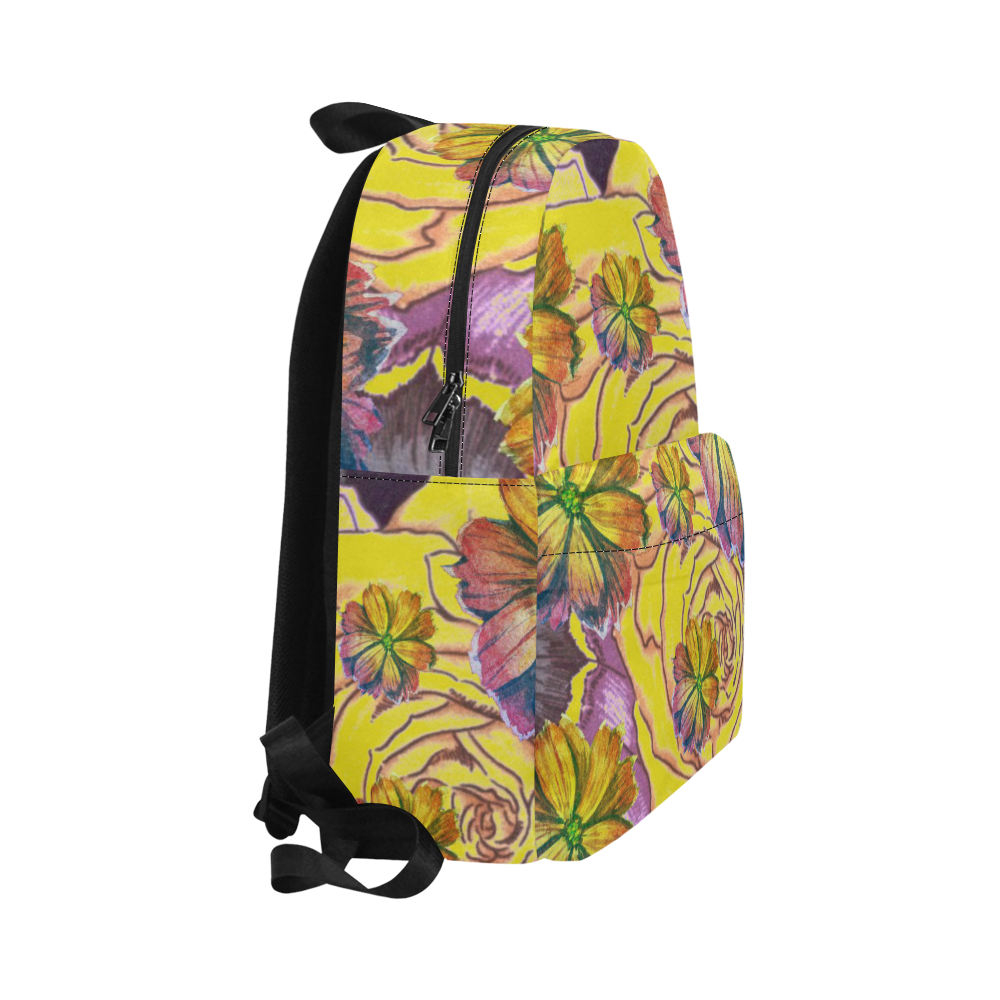 Watercolor Flowers Yellow Purple Green Unisex Classic Backpack (Model 1673)