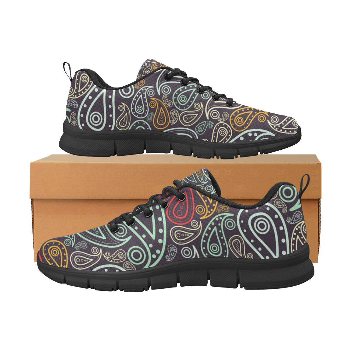 colorful paisley Women's Breathable Running Shoes/Large (Model 055)