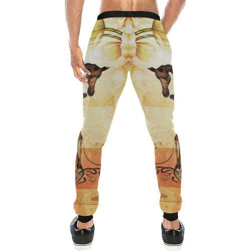 Cute giraffe mum with baby Men's All Over Print Sweatpants (Model L11)