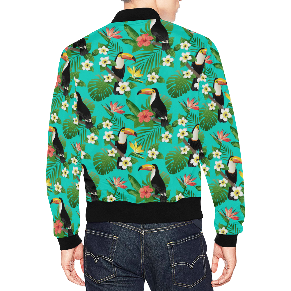 Tropical Summer Toucan Pattern All Over Print Bomber Jacket for Men (Model H19)