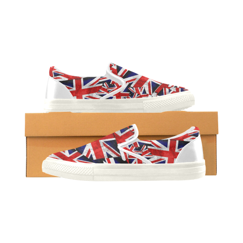 Union Jack British UK Flag Slip-on Canvas Shoes for Men/Large Size (Model 019)