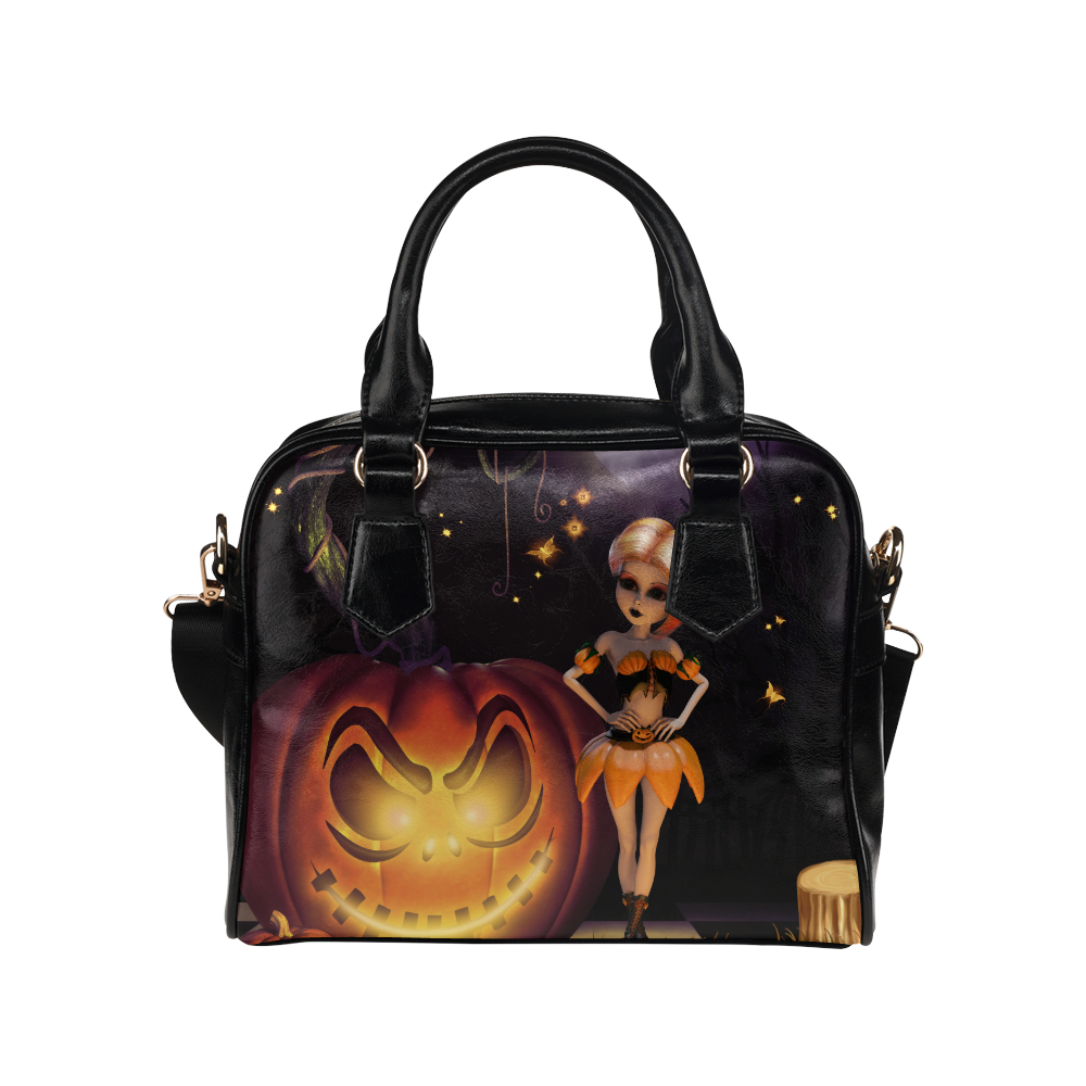 Halloween, girl with pumpkin Shoulder Handbag (Model 1634)