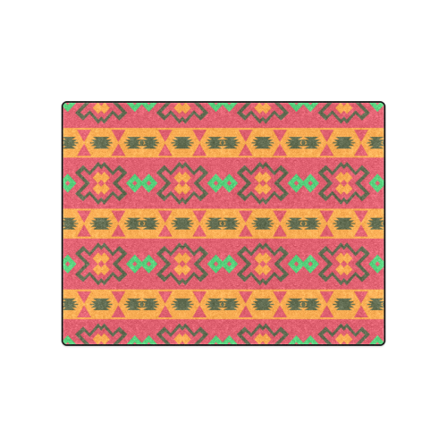 Tribal shapes in retro colors (2) Blanket 50"x60"