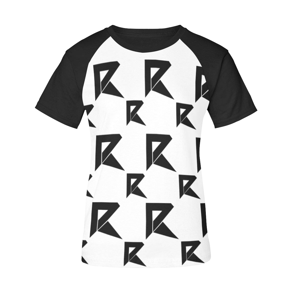 Women's Raglan T-Shirt (black and white pattern) Women's Raglan T-Shirt/Front Printing (Model T62)