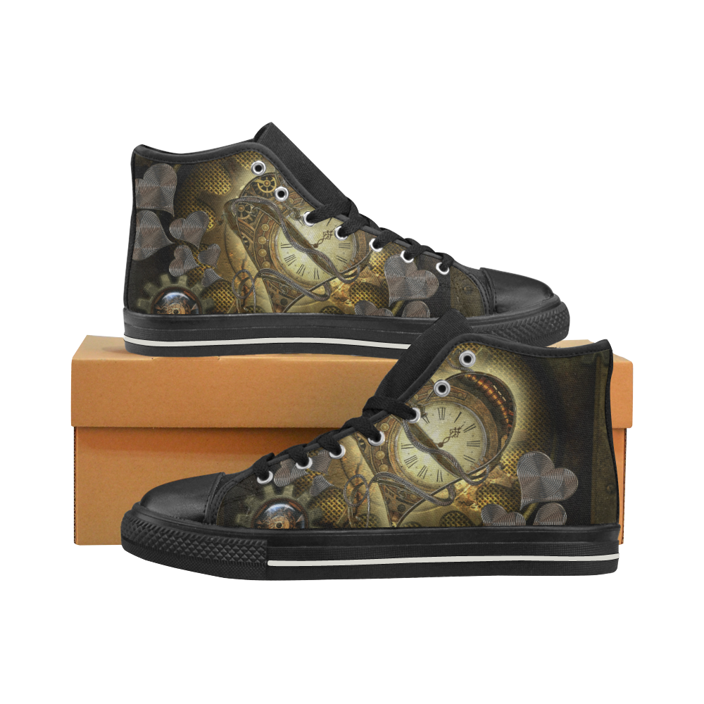 Awesome steampunk heart High Top Canvas Shoes for Kid (Model 017)