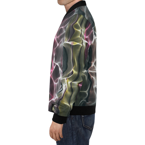 Abstract Wavy Mesh All Over Print Bomber Jacket for Men (Model H19)