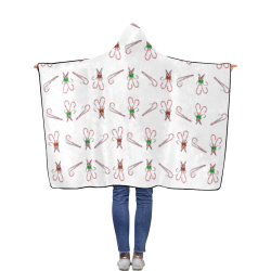 Christmas Candy Canes with Bows Flannel Hooded Blanket 40''x50''
