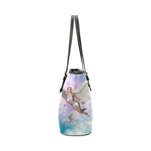Fairy in the sky Leather Tote Bag/Small (Model 1640)