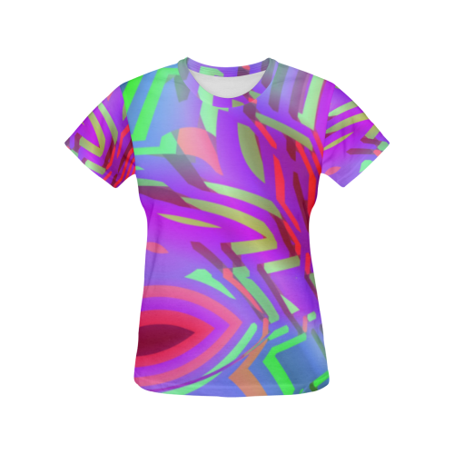 Colorful Tribal Pattern All Over Print T-Shirt for Women (USA Size) (Model T40)