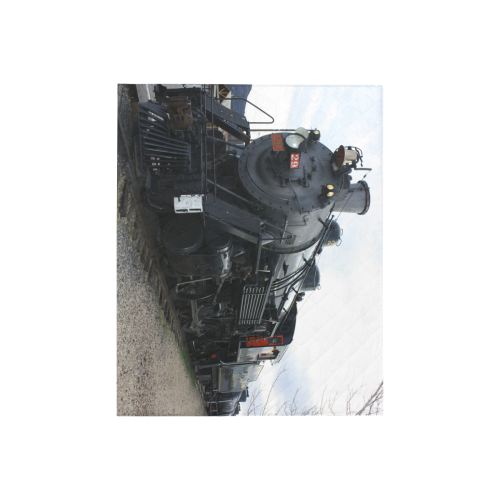 Railroad Vintage Steam Engine on Train Tracks Quilt 40"x50"