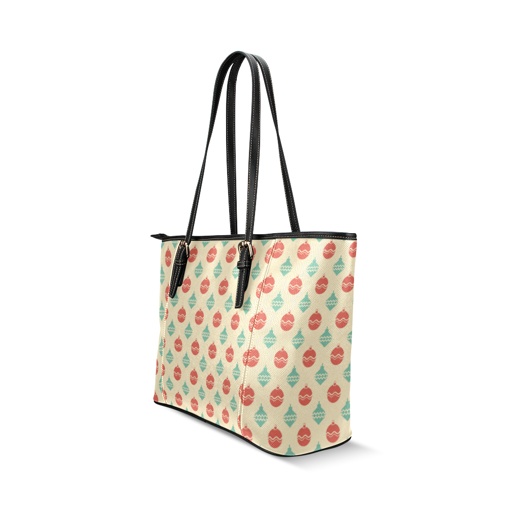 Retro Ornaments Pattern Leather Tote Bag/Large (Model 1640)