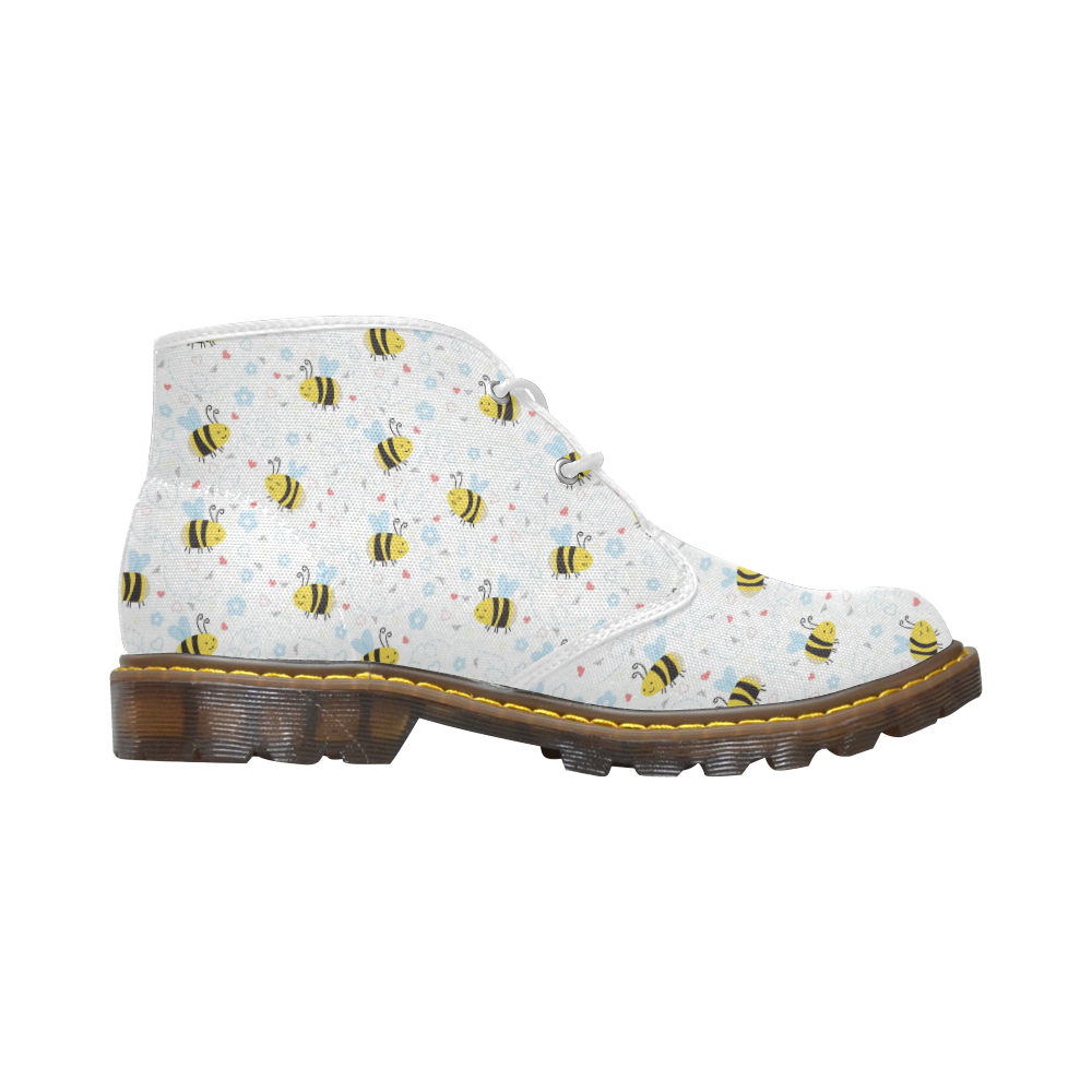 Cute Bee Pattern Men's Canvas Chukka Boots (Model 2402-1)