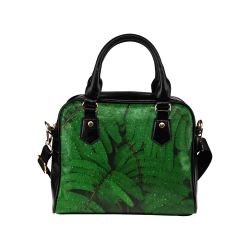 Forest Green Plants with Dew Photo Shoulder Handbag (Model 1634)