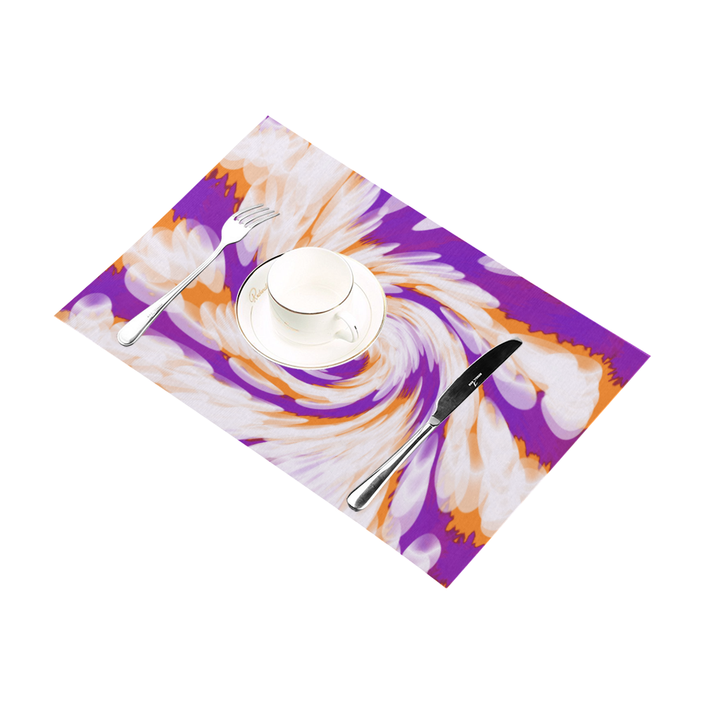 Purple Orange Tie Dye Swirl Abstract Placemat 12''x18''