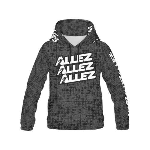 Allez Allez Allez Black All Over Print Hoodie for Women (USA Size) (Model H13)