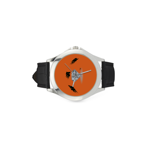 Orange Face Women's Classic Leather Strap Watch(Model 203)