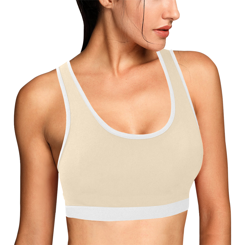 Hmong Girl Blanched Almond Sport Women's All Over Print Sports Bra (Model T52)