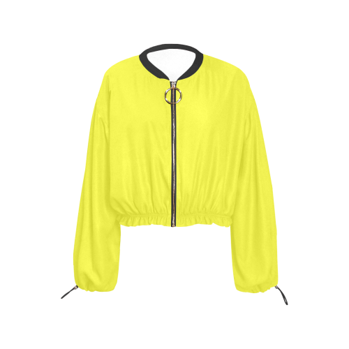 color maximum yellow Cropped Chiffon Jacket for Women (Model H30)