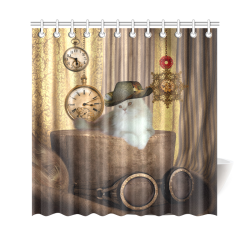 Funny steampunk cat Shower Curtain 69"x70"