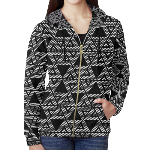 Polka Dots Party All Over Print Full Zip Hoodie for Women (Model H14)