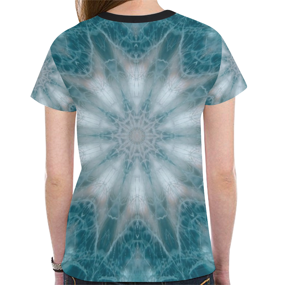 Mandala - Green, White, Rose New All Over Print T-shirt for Women (Model T45)