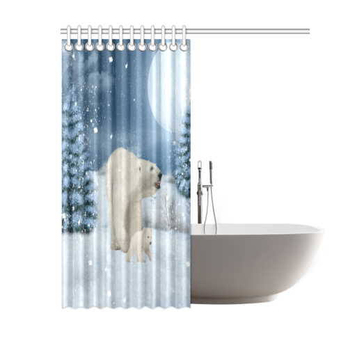 Polar bear mum with polar bear cub Shower Curtain 60"x72"