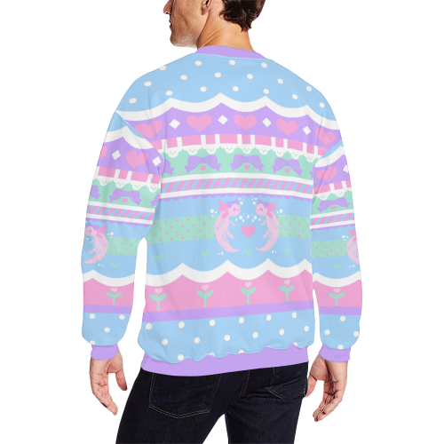 Axolotl Fancy Sweater Men's Oversized Fleece Crew Sweatshirt (Model H18)