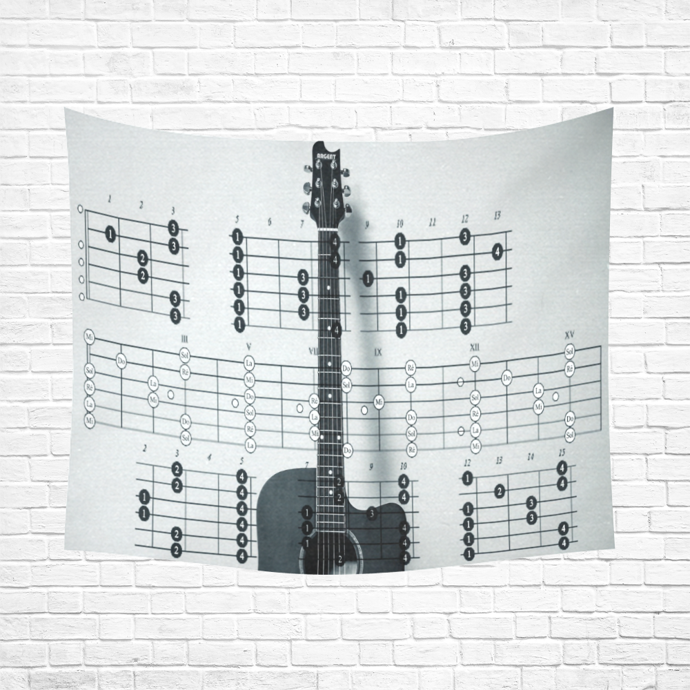 Guitar Chords Cotton Linen Wall Tapestry 60"x 51"