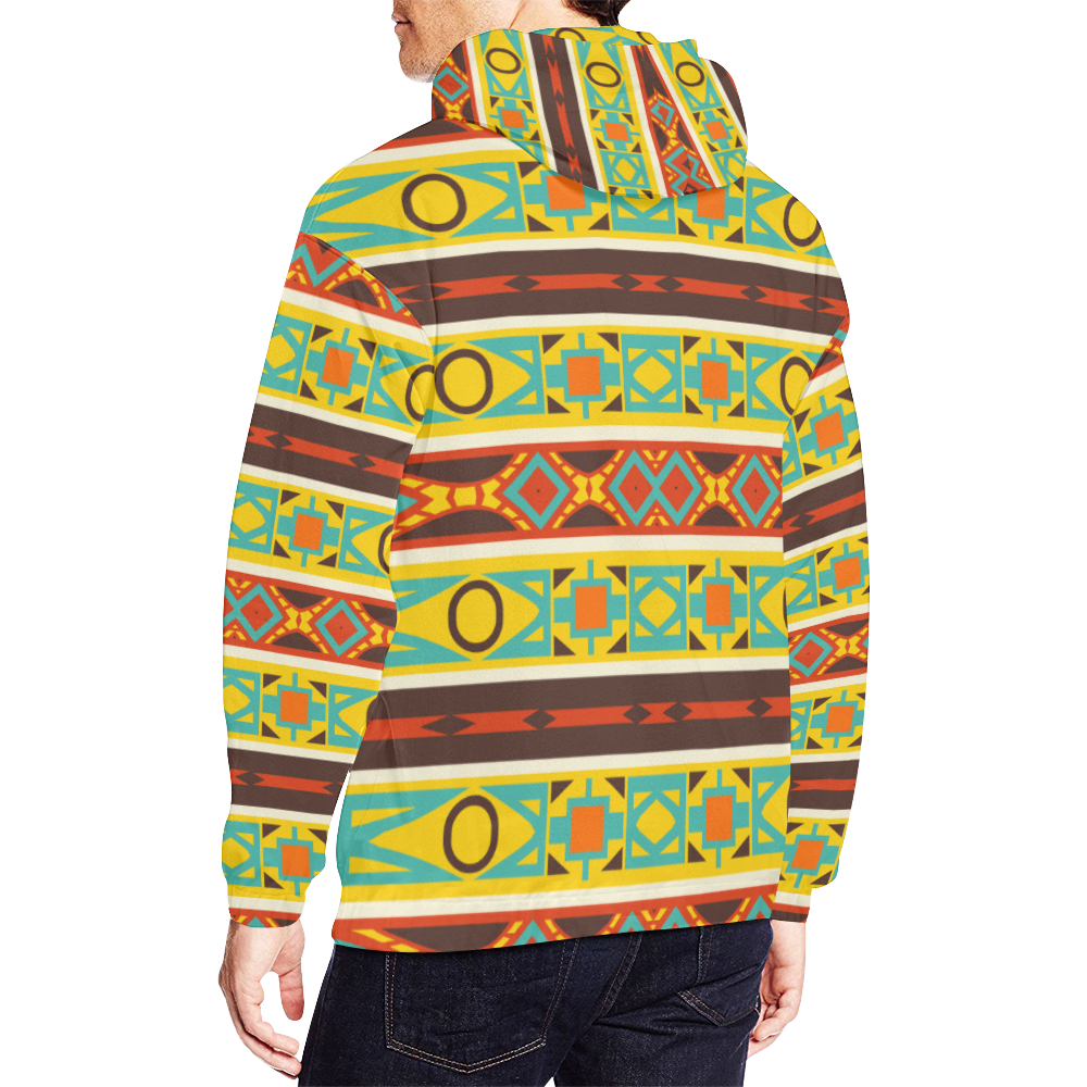 Ovals rhombus and squares All Over Print Hoodie for Men (USA Size) (Model H13)