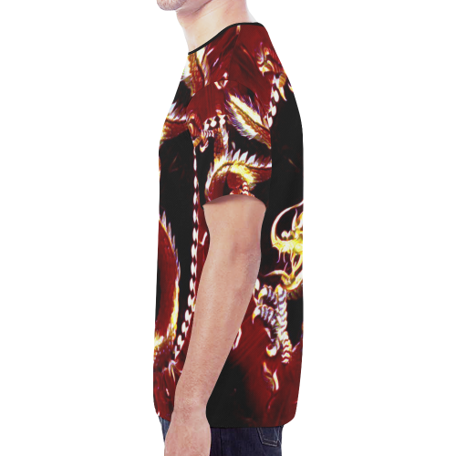 Awesome Chinese Emperor Dragon Flame Graphic New All Over Print T-shirt for Men (Model T45)