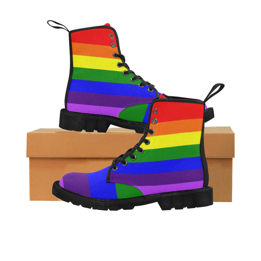 Rainbow Flag (Gay Pride - LGBTQIA+) Martin Boots for Men (Black) (Model 1203H)