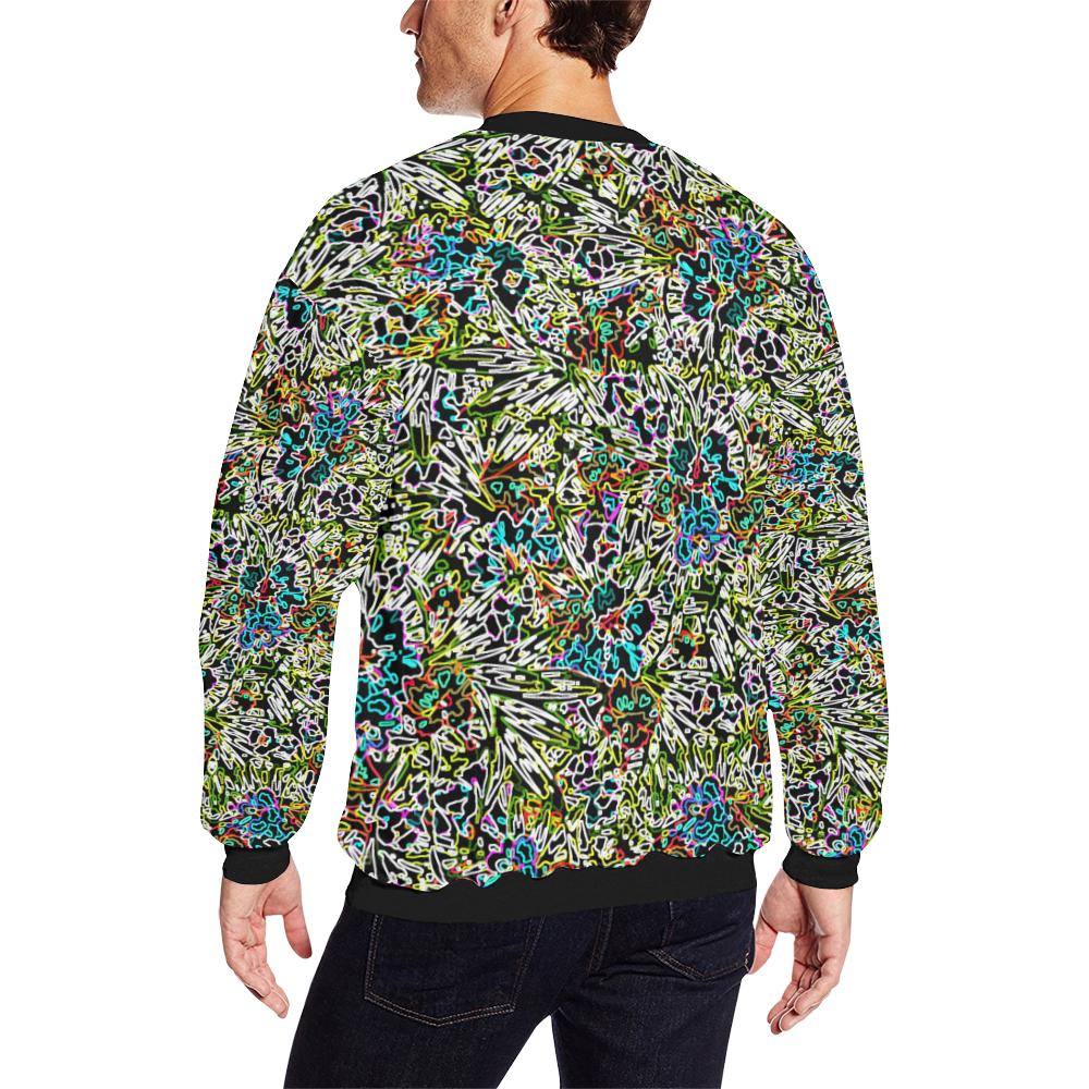 Multicolored Abstract Pattern Men's Oversized Fleece Crew Sweatshirt (Model H18)