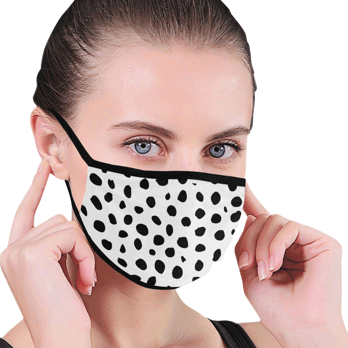 Black and White Seamless Cheetah Spots Mouth Mask