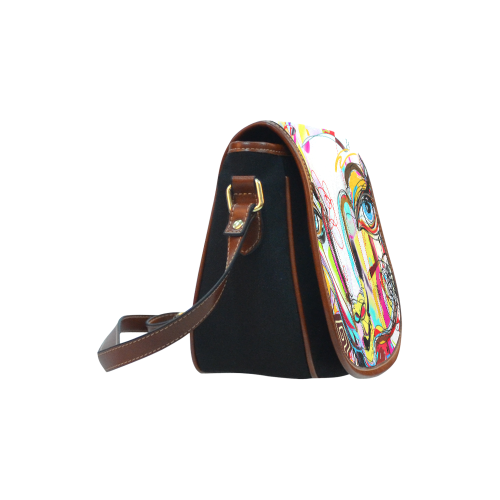 Graffiti Llama Saddle Bag/Small (Model 1649)(Flap Customization)