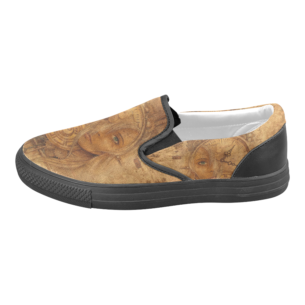 A Time Travel Of STEAMPUNK 1 Men's Unusual Slip-on Canvas Shoes (Model 019)