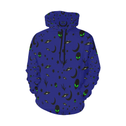 Alien Flying Saucers Stars Pattern on Blue All Over Print Hoodie for Men/Large Size (USA Size) (Model H13)