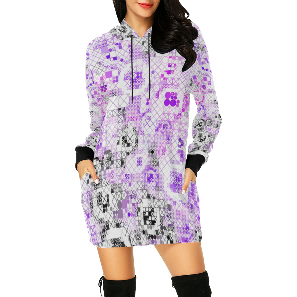 funny mix of shapes  by JamColors All Over Print Hoodie Mini Dress (Model H27)