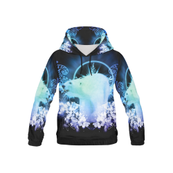 Amazing polar bear, blue flowers All Over Print Hoodie for Kid (USA Size) (Model H13)
