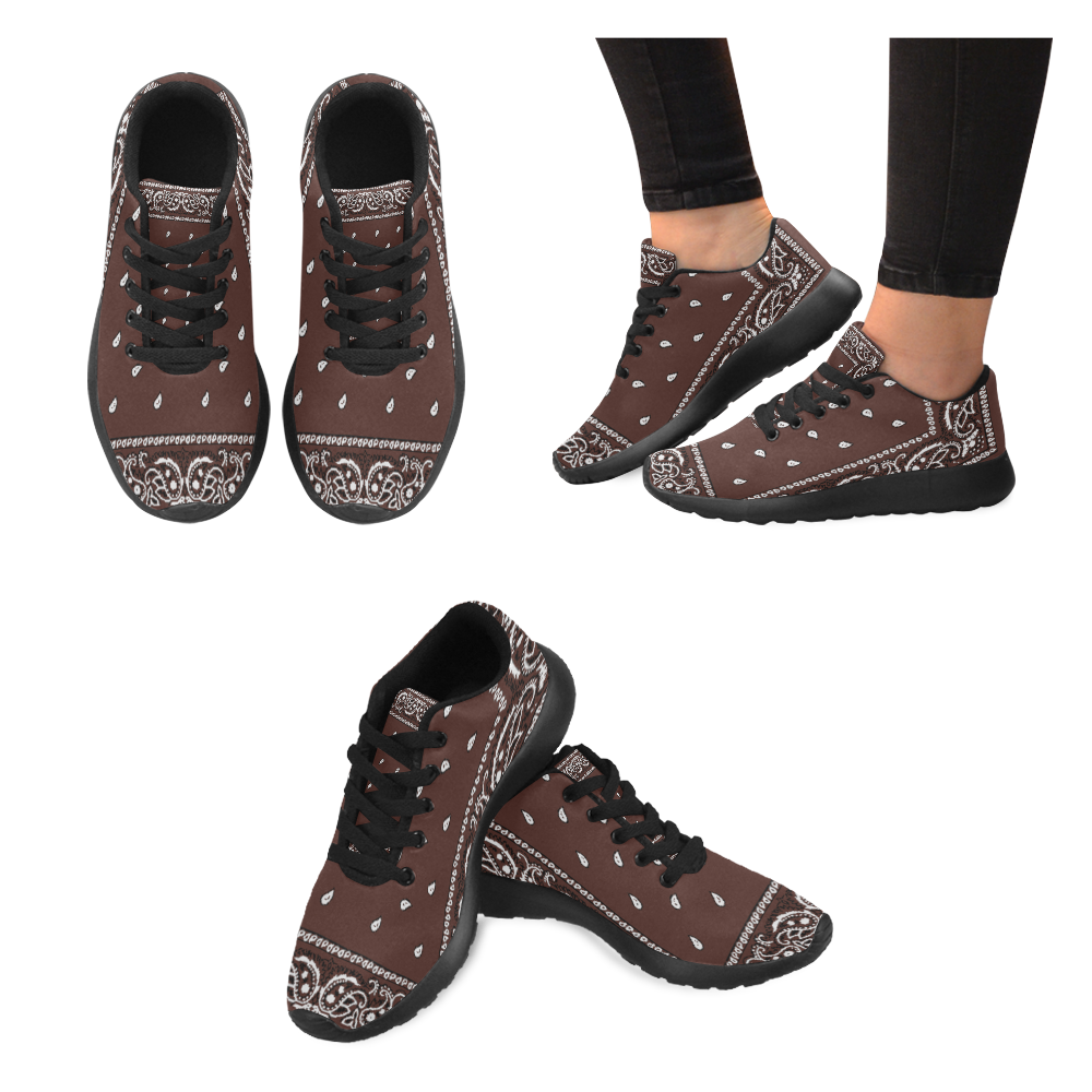 Brown Bandana Women-Black Women’s Running Shoes (Model 020)