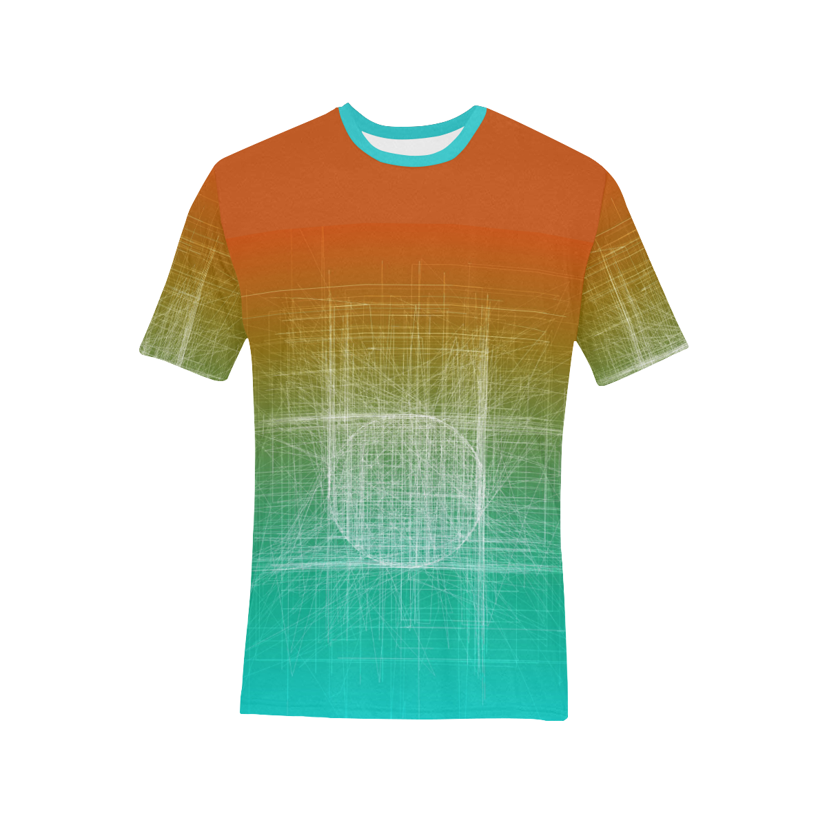 Retro Glitch in Green and Orange Men's All Over Print T-Shirt (Solid Color Neck) (Model T63)
