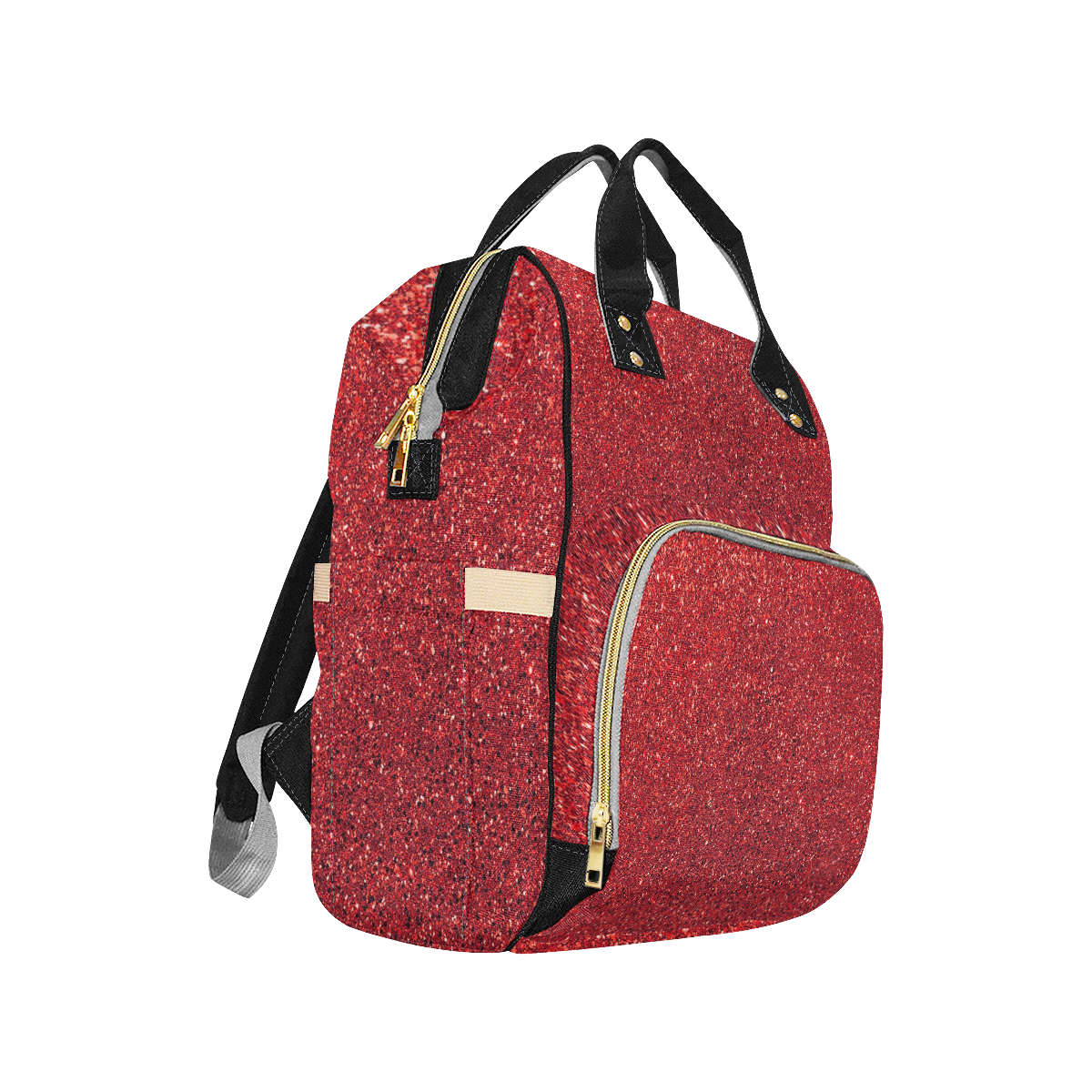 Red Glitter Multi-Function Diaper Backpack/Diaper Bag (Model 1688)