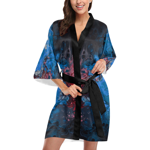 Fantasy Swirl Blue Red. Kimono Robe