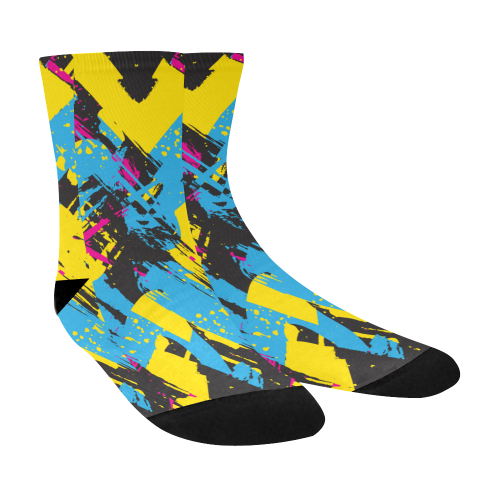 Colorful paint stokes on a black background Crew Socks